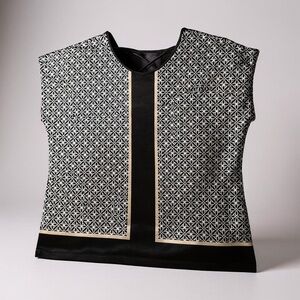 Christopher & Banks Black and White Patterned Blouse